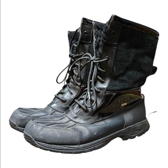 UGG Men's Black Butte Waterproof Winter Snow Boots Size 13 Vibram Outsole Fur - Picture 2 of 8